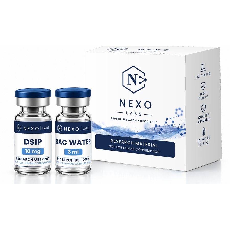Fiolka DSIP 10 mg z wodą BAC i pudełkiem Nexo Labs