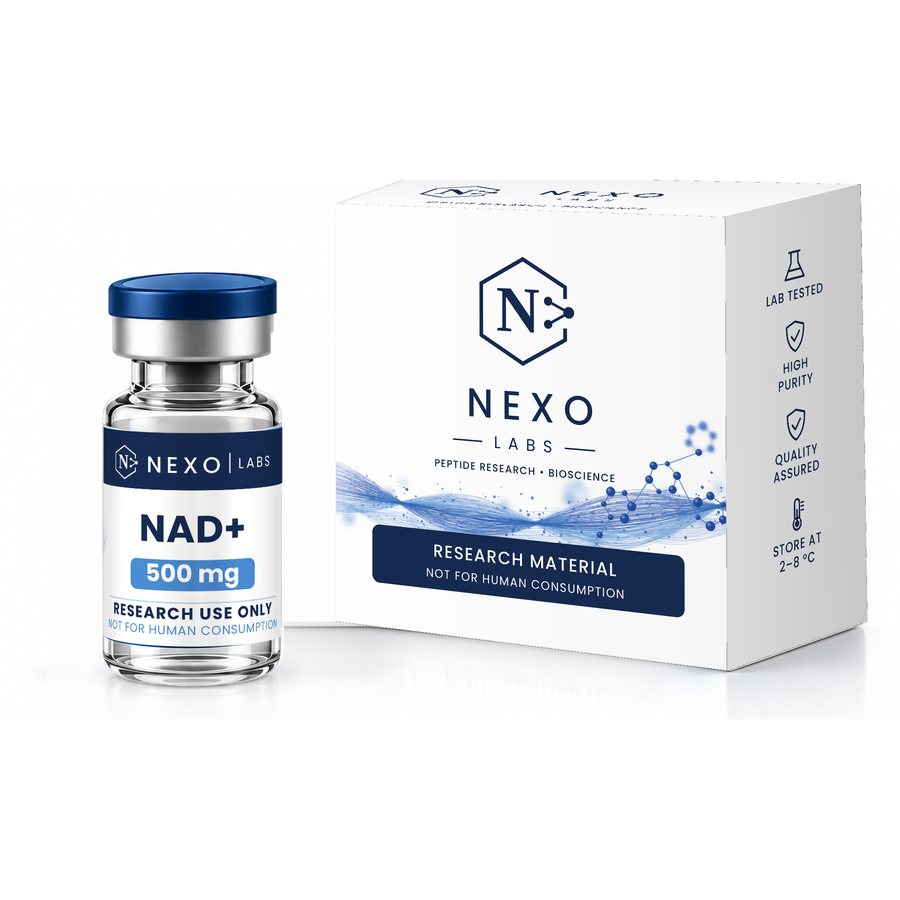 Fiolka NAD+ 500 mg z wodą BAC i pudełkiem Nexo Labs